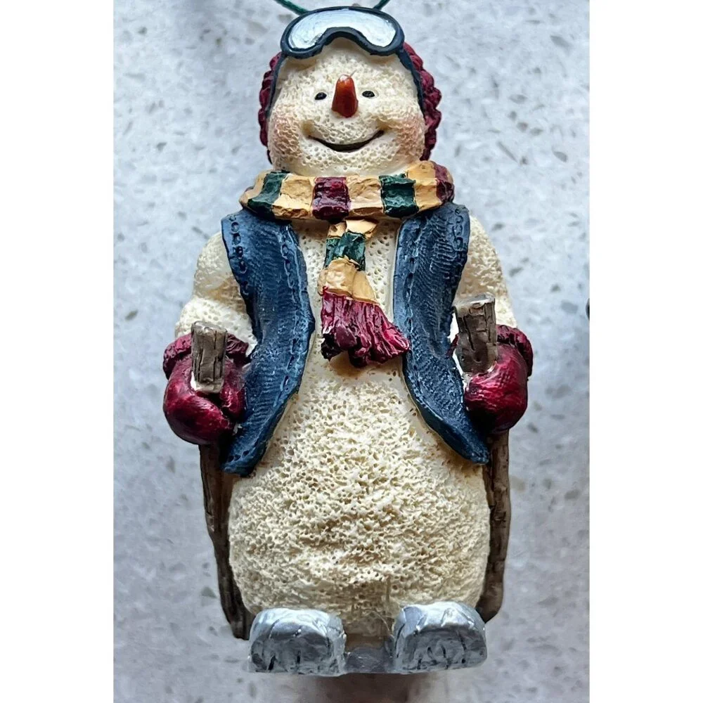 Set Of 4 TJs Christmas Snowman Ornaments With Sports Theme
